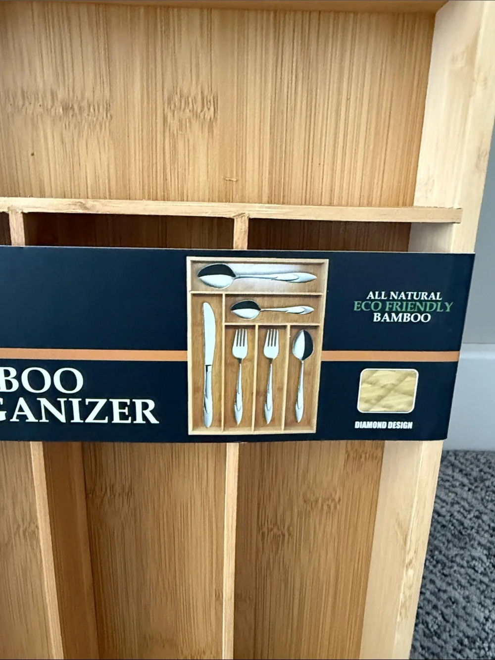 Bombay Bamboo 6 Section Flatware Organizer - Natural Wood